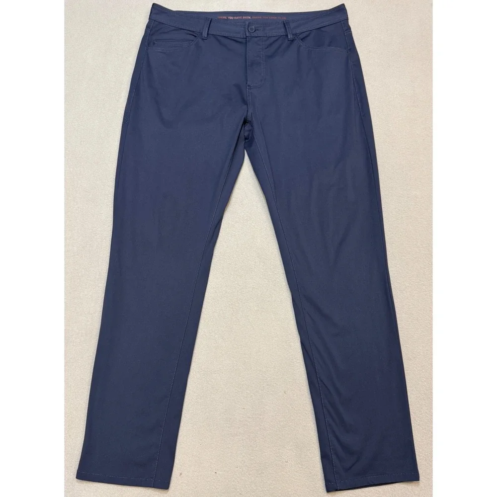 RHONE Commuter Pant Performance Trousers Mens 38x33 Navy Blue Slim Stretch